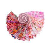 CraftsFabrics 2,5 x 44 Zoll, Blumen- und Karomuster, 42-teiliges Charm-Pack, 100 % Baumwolle, vorgeschnittener Stoff zum Quilten, Scrapbooking, Nähen, Patchwork